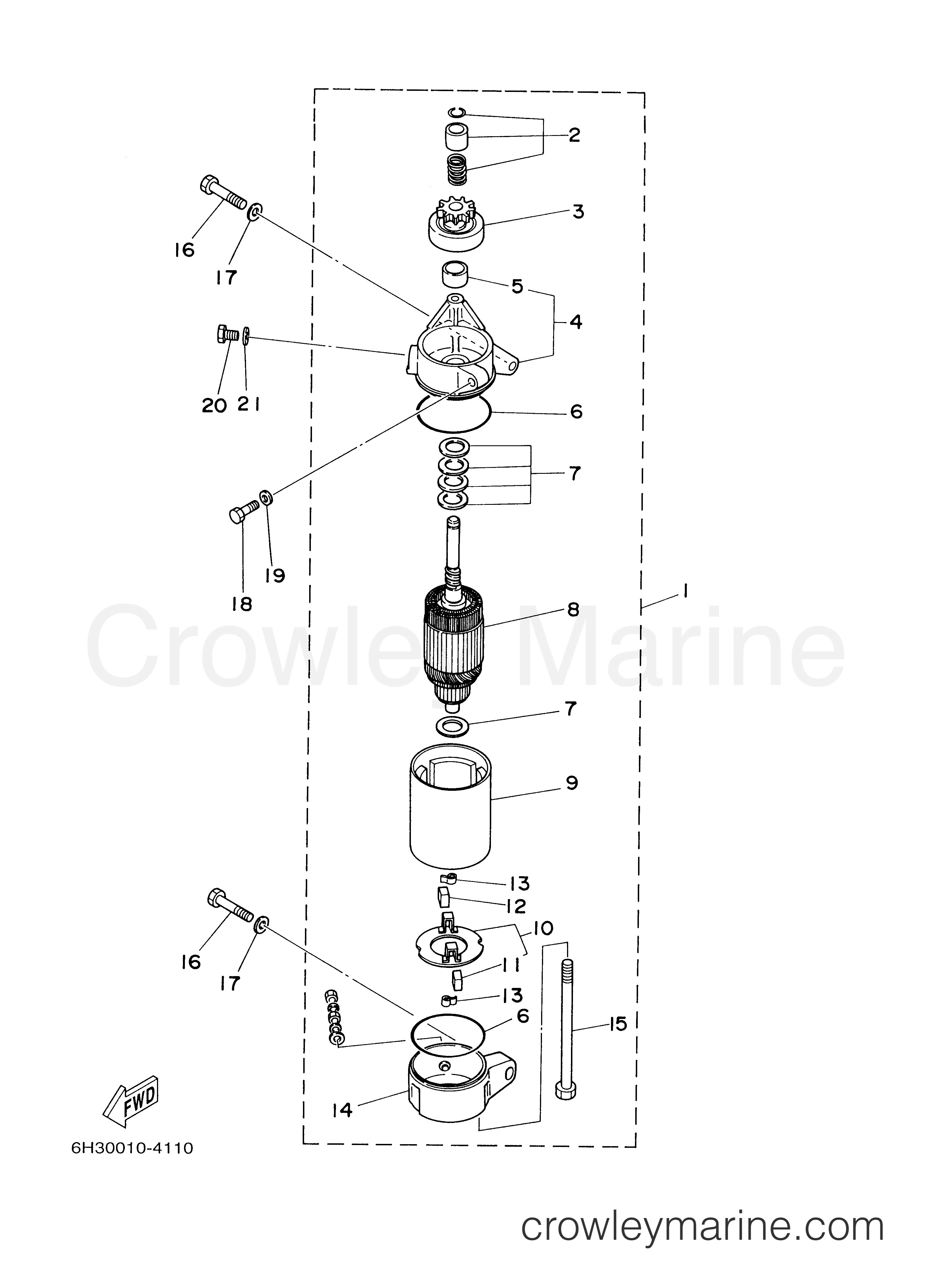 STARTING MOTOR - 2000 Yamaha Outboard 70hp 70TLRY | Crowley Marine