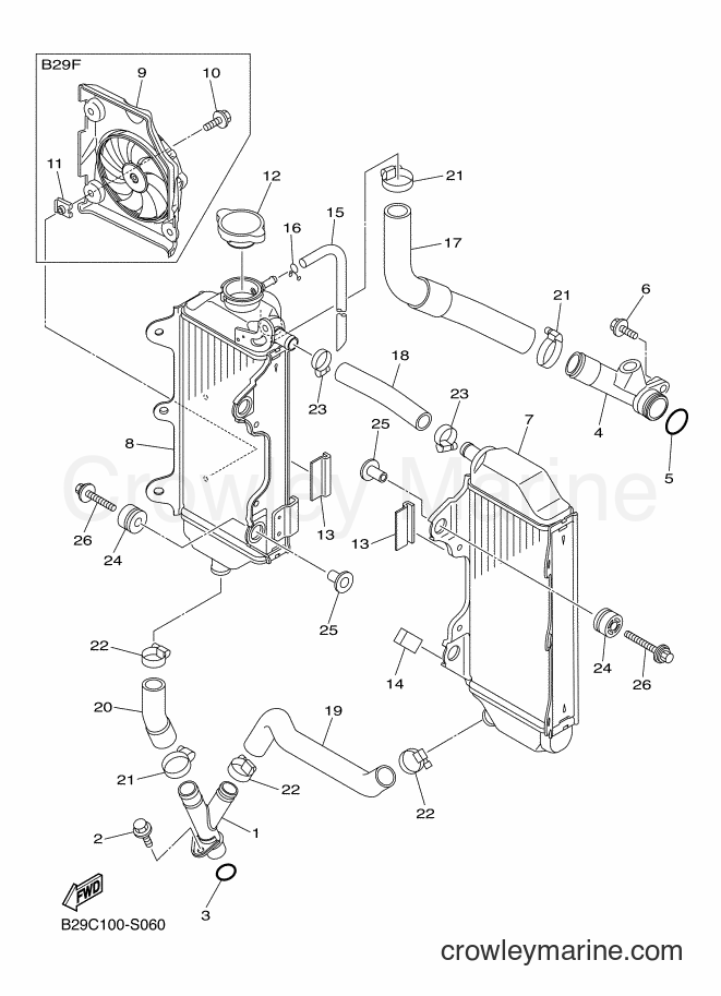 2017 Dirt Bike YZ250FX - YZ250FX (B29D) [010] - RADIATOR & HOSE