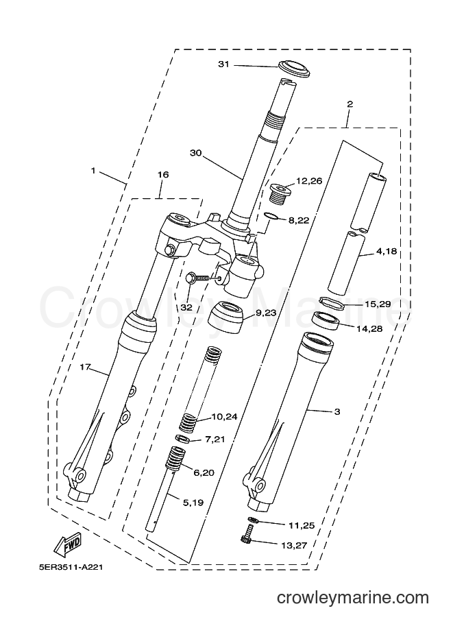 Yamaha Motors T105SE (5ER3) [010] - FRONT FORK