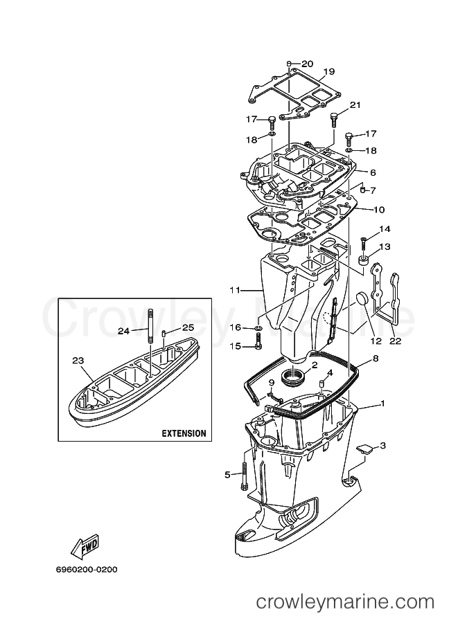 Yamaha Motors 55BED (6973) [100] - UPPER CASING