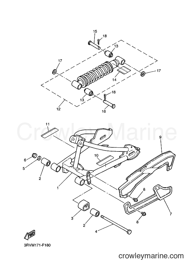 Yamaha Motors PW80 (3RVM) [010] - REAR ARM & SUSPENSION