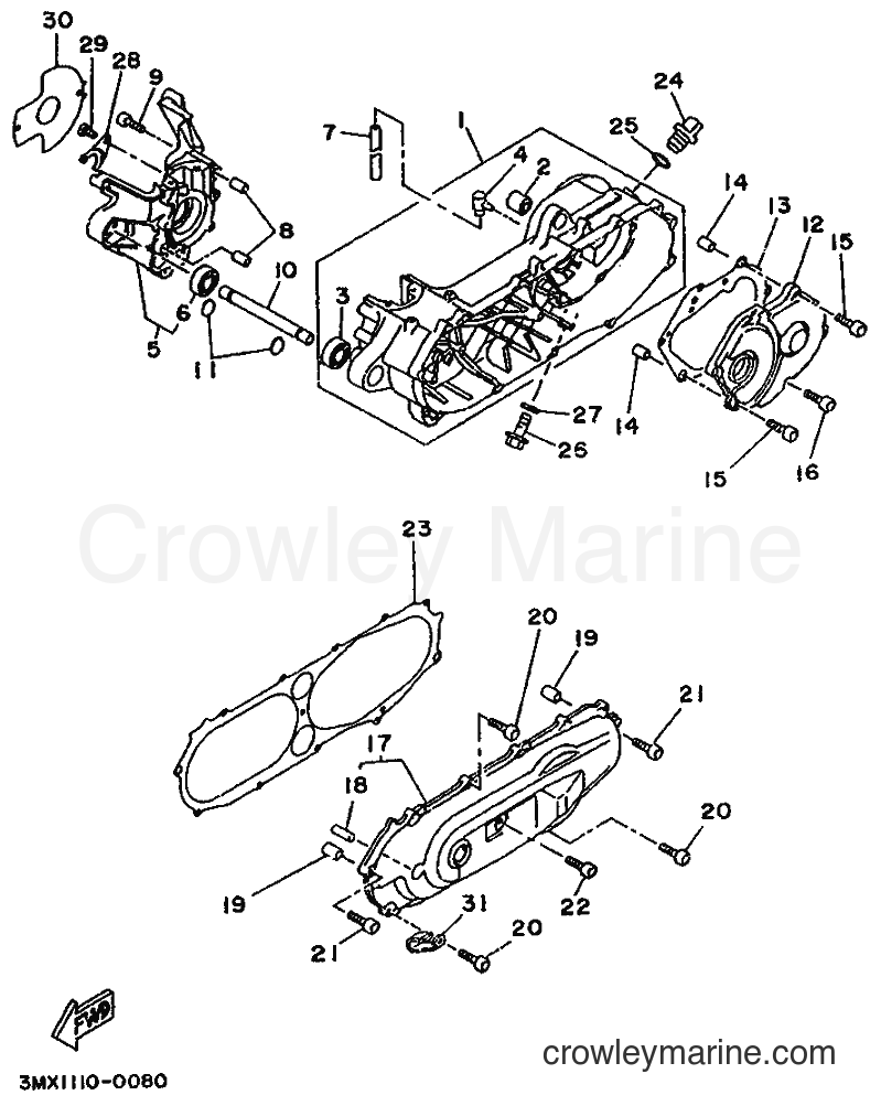 1990 Scooter CW50T - CW50T (3TX1) [999] - CRANKCASE