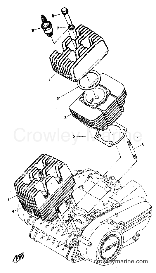 Yamaha Motors RD350 (RD1) [999] - CYLINDER HEAD