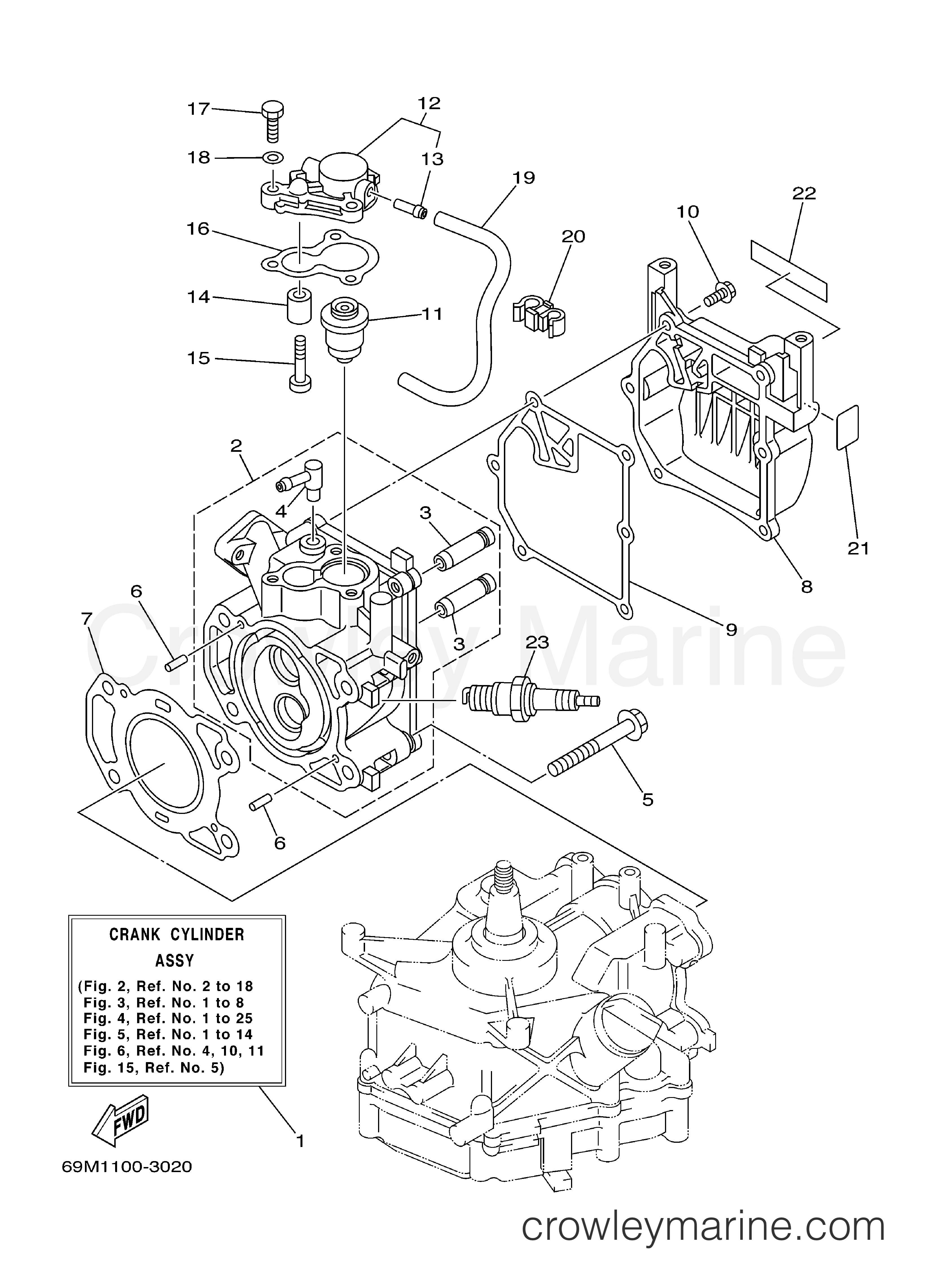 Yamaha Motors F2.5MSHB - CYLINDER CRANKCASE 1
