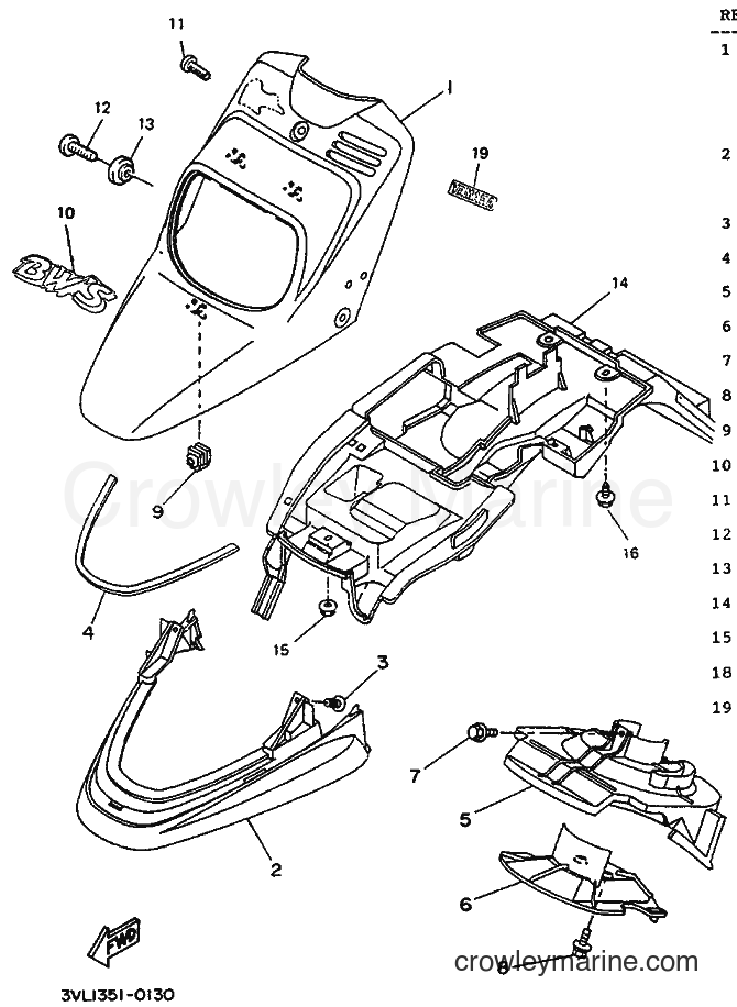 1992 Scooter CW50 - CW50 (4CA3) [999] - SIDE COVER & OIL TANK