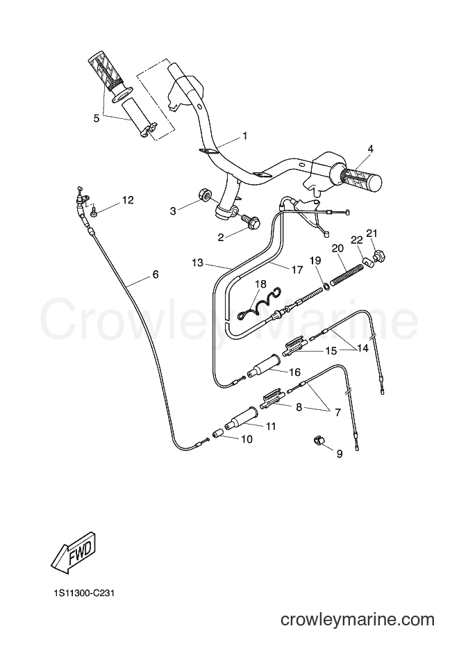 Yamaha Motors EW50 (1S12) [030] - STEERING HANDLE & CABLE