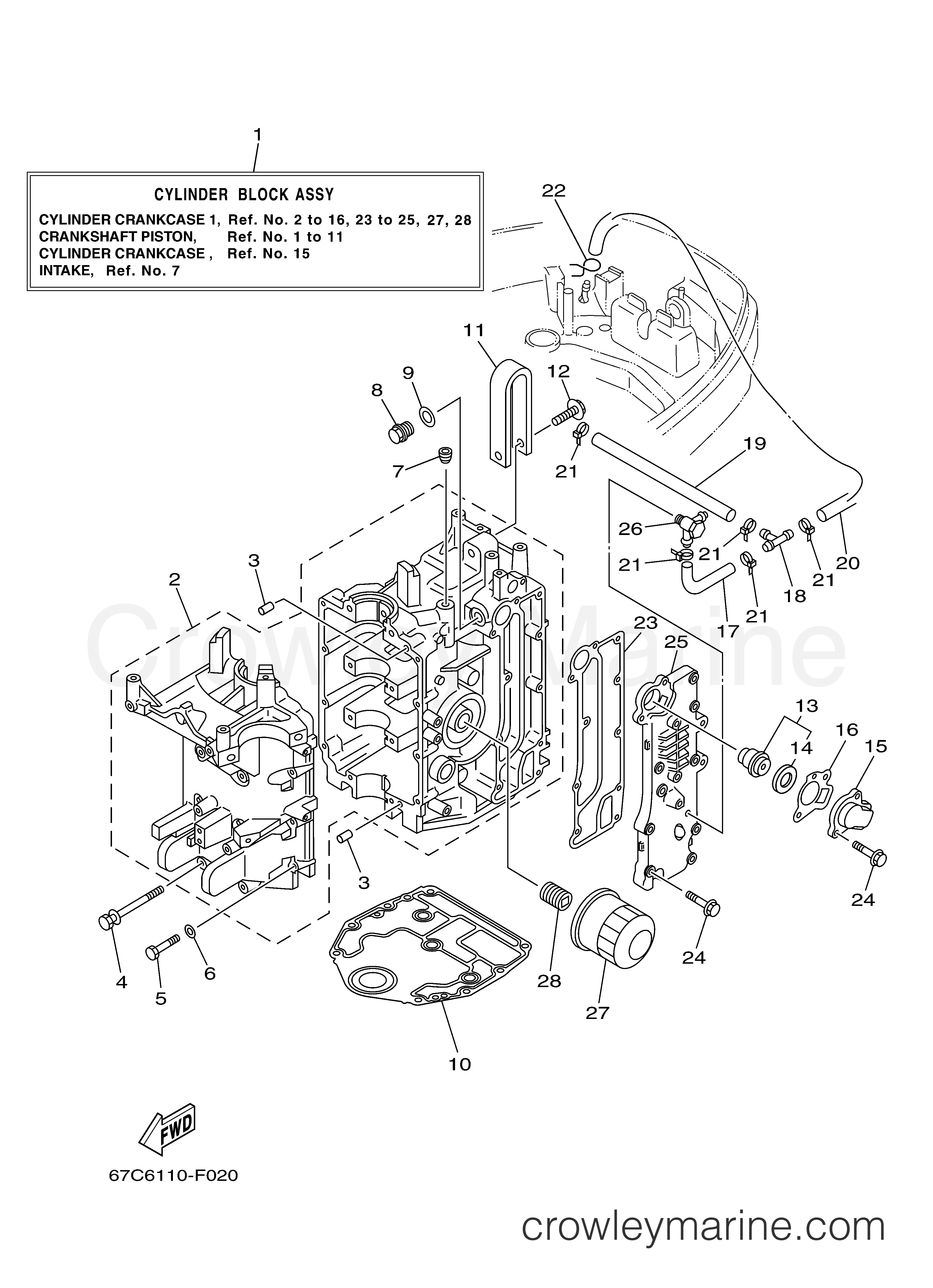 Yamaha Motors F40MLH - CYLINDER CRANKCASE 1