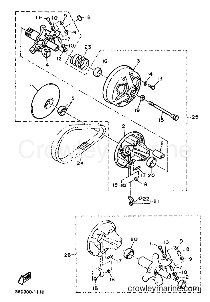 1992 Snowmobile BR250TF - BR250TF (86D4) [010] - PRIMARY SHEAVE
