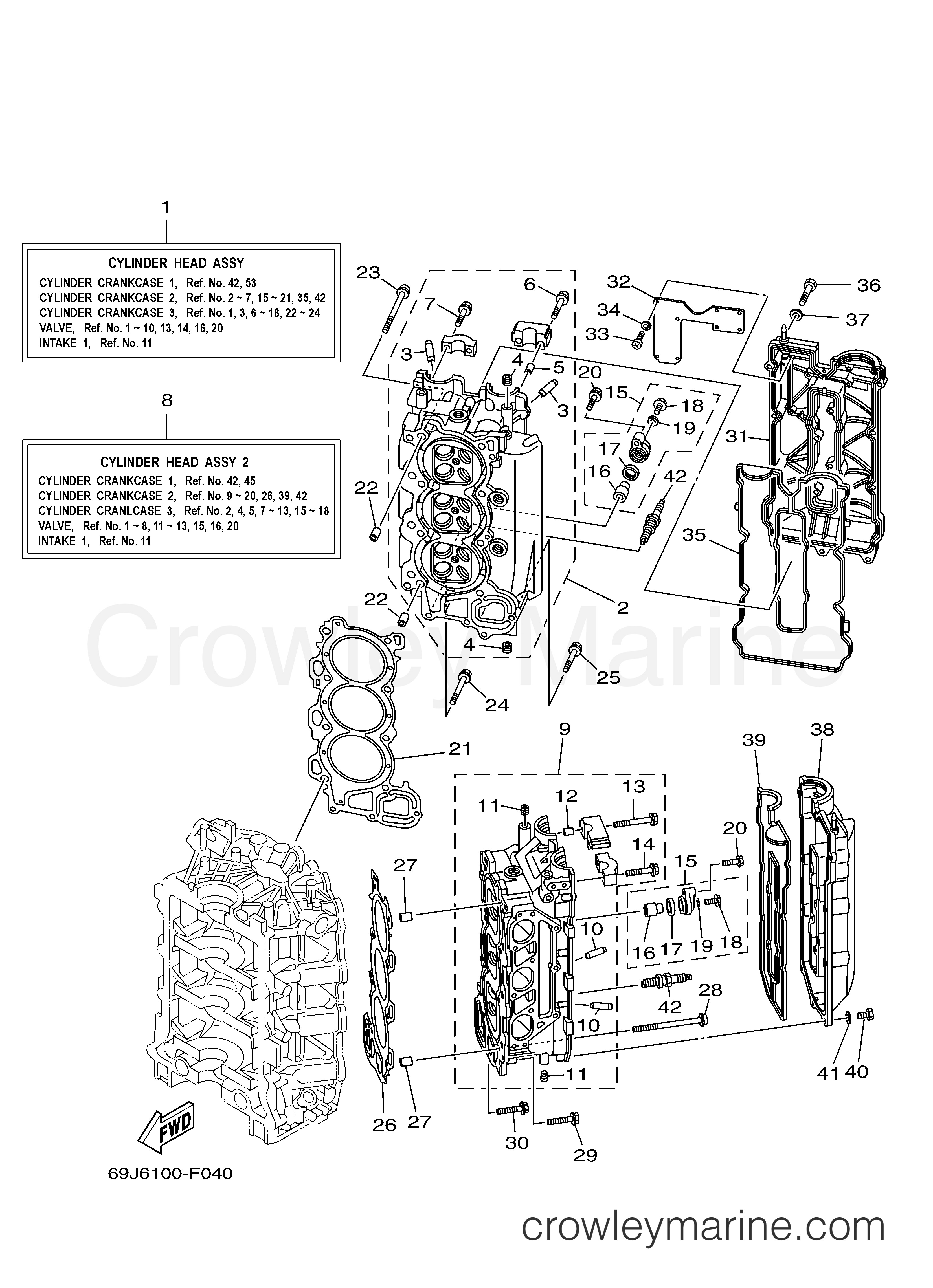 Yamaha Motors F200TXR - CYLINDER CRANKCASE 2