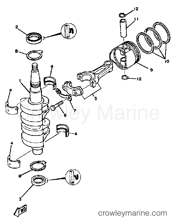 Yamaha Motors FT9.9XK - CRANK - PISTON