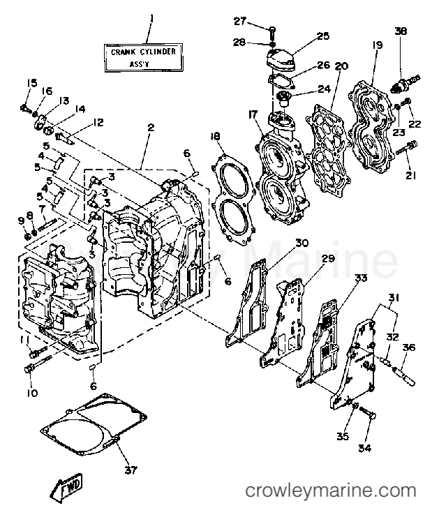 Yamaha Motors 25LD - CRANKCASE CYLINDER