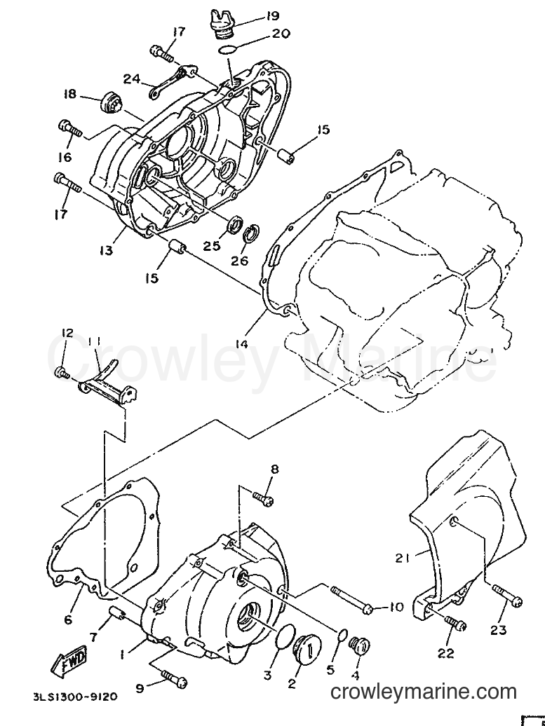 1990 Cruiser XV250 - XV250 (3DN3) [010] - CRANKCASE COVER 1