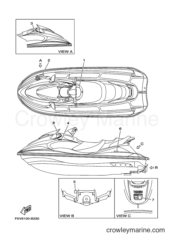 Yamaha Motors JET FOR XA1200 (68N1) [04E] - IMPORTANT LABELS 3
