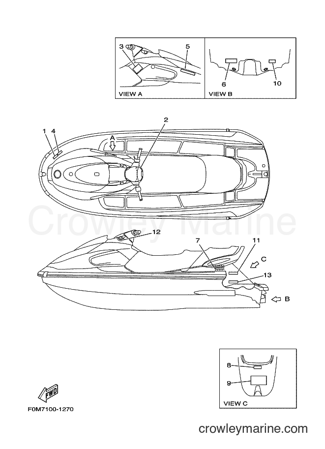 Yamaha Motors JET FOR XL700 (67E5) [01C] - IMPORTANT LABELS