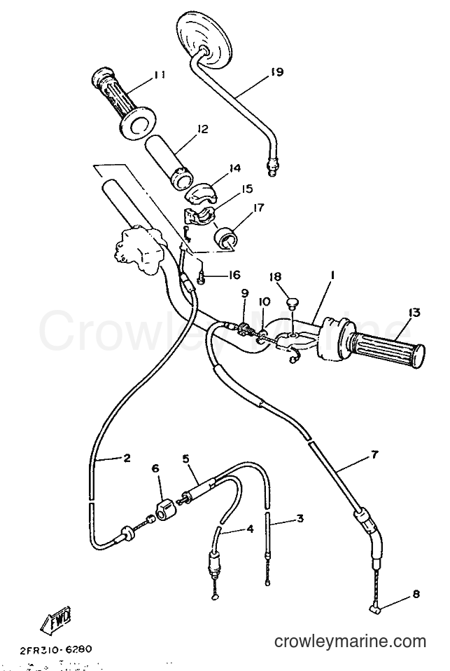 1986 Street Bike RD50M - RD50M (2FR) [999] - STEERING HANDLE & CABLE
