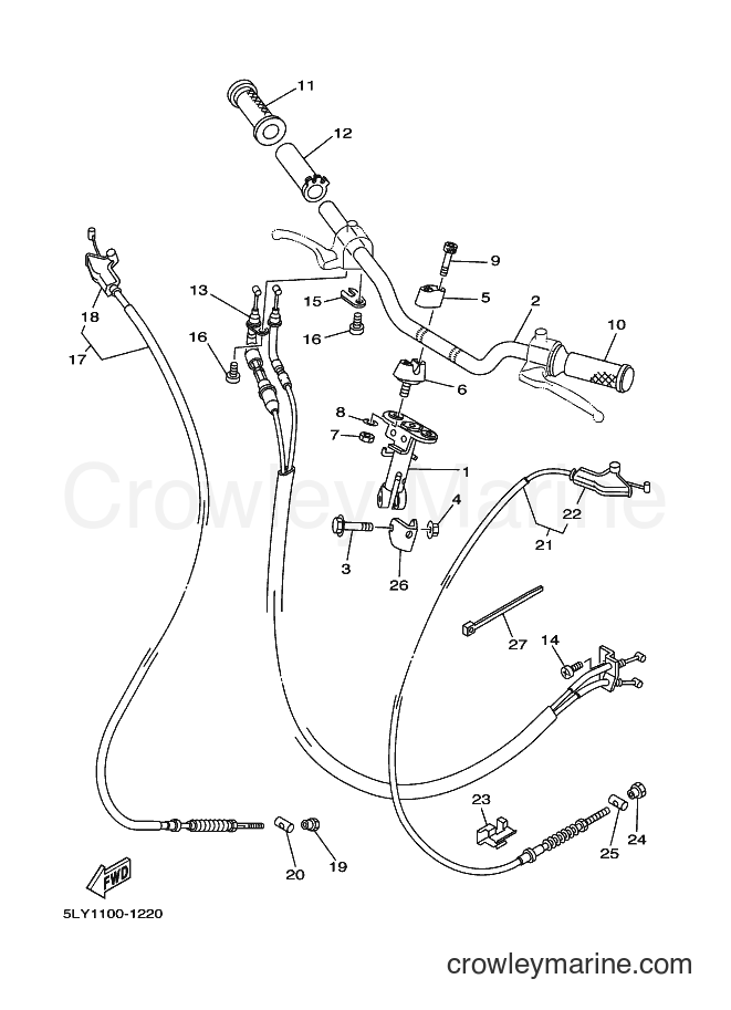 Yamaha Motors YJ50R (5PP2) [010] - STEERING HANDLE & CABLE