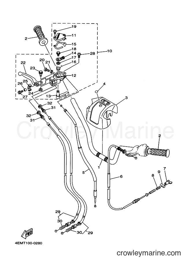 Yamaha Motors YFM80 (4EMU) [010] - STEERING HANDLE & CABLE
