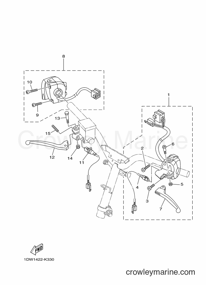 Yamaha Motors XC100N (1DW1) [010] - HANDLE SWITCH & LEVER