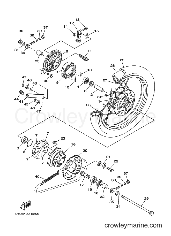 2005 Scooter T105E - T105E (5HUC) [010] - REAR WHEEL
