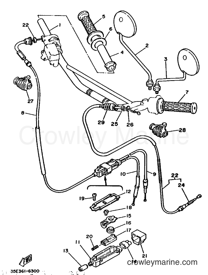 1986 Dirt Bike DT125 - DT125 (35E) [999] - STEERING HANDLE & CABLE
