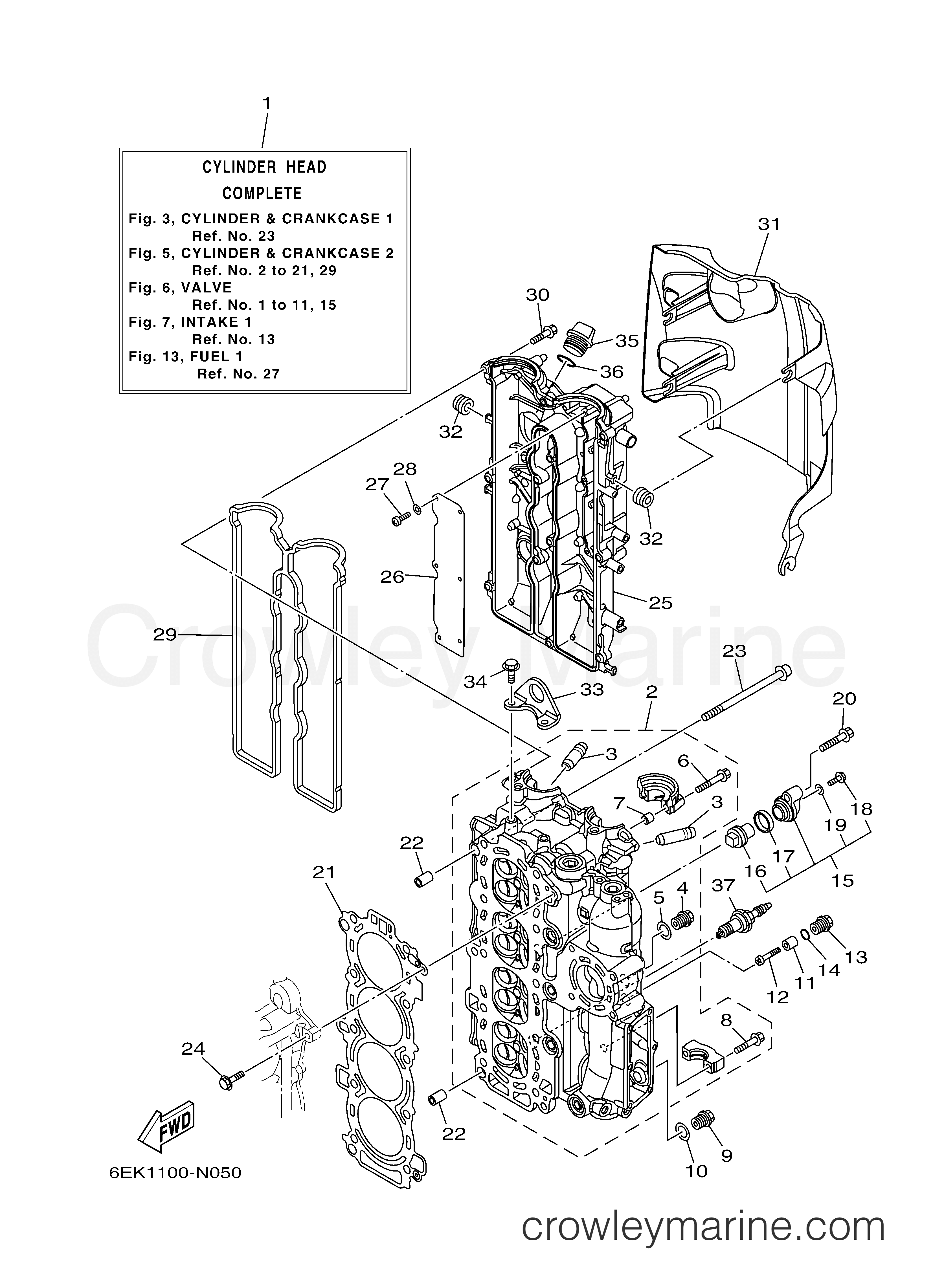 Yamaha Motors LF115XB - CYLINDER CRANKCASE 2