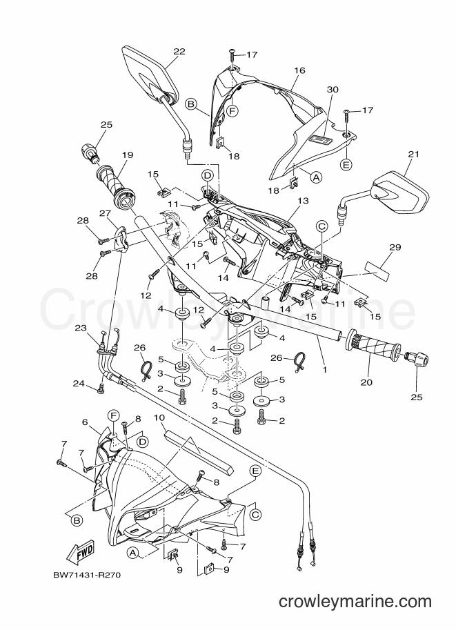 Yamaha Motors T115FS-5 (BW72) [010] - STEERING HANDLE & CABLE