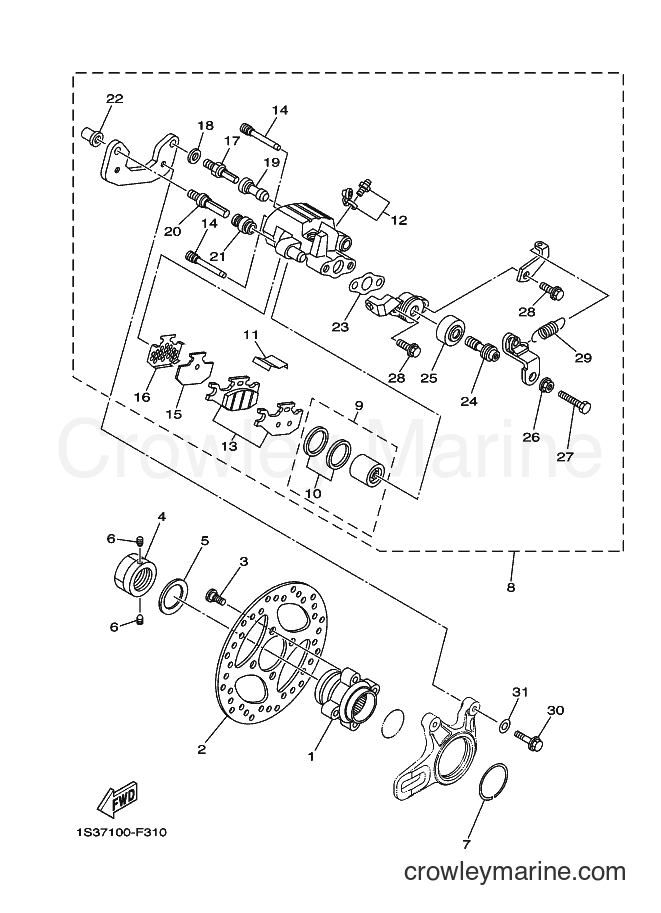2009 ATV YFM700R - YFM700R (1S3R) [010] - REAR BRAKE CALIPER