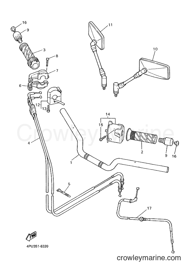 1996 Street Bike XJR1200 - XJR1200 (4PU3) [040] - STEERING HANDLE & CABLE