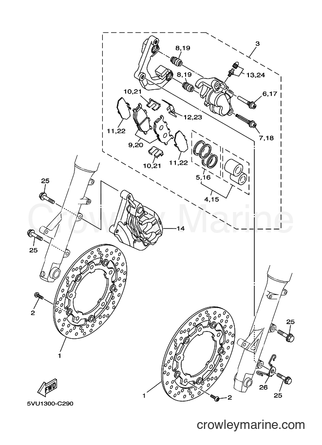 Yamaha Motors XP500 (5VU1) [080] - FRONT BRAKE CALIPER