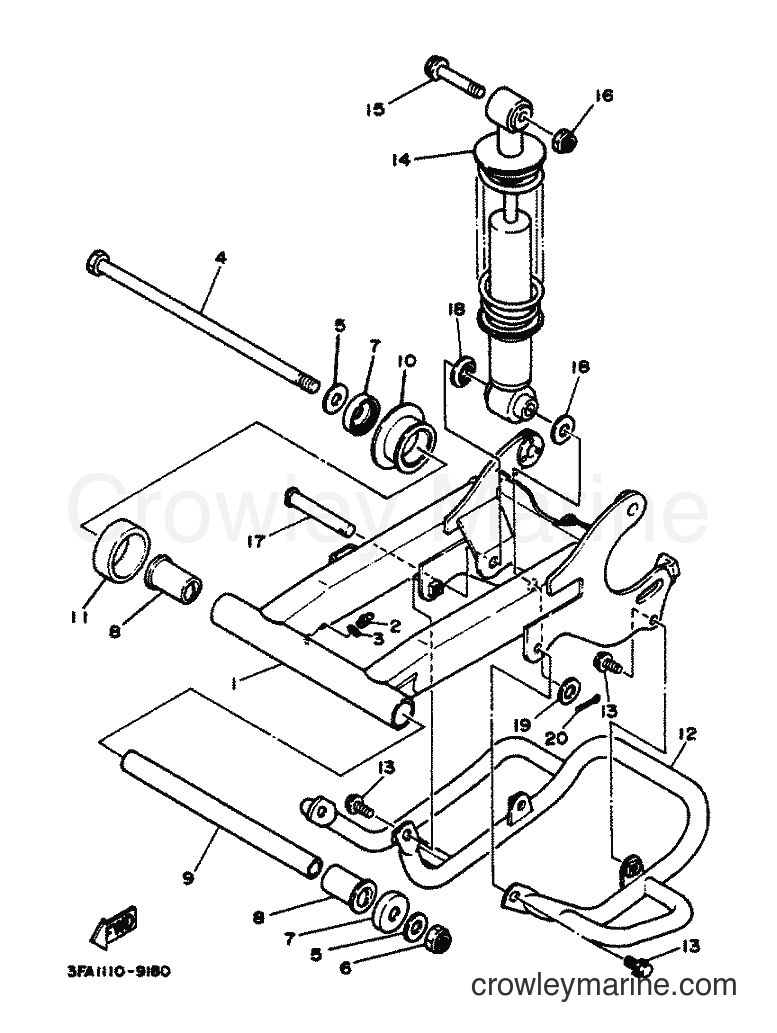 1990 ATV YFA1 - YFA1 (3FA4) [010] - REAR ARM & SUSPENSION