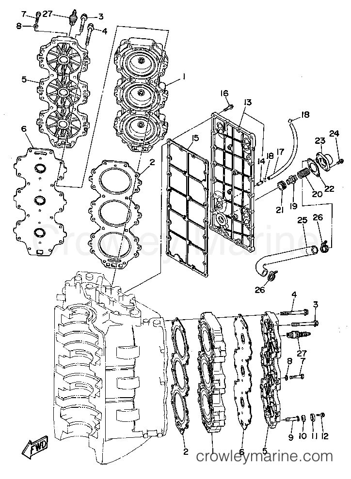 Yamaha Motors L225TXRT - CYLINDER CRANKCASE 2