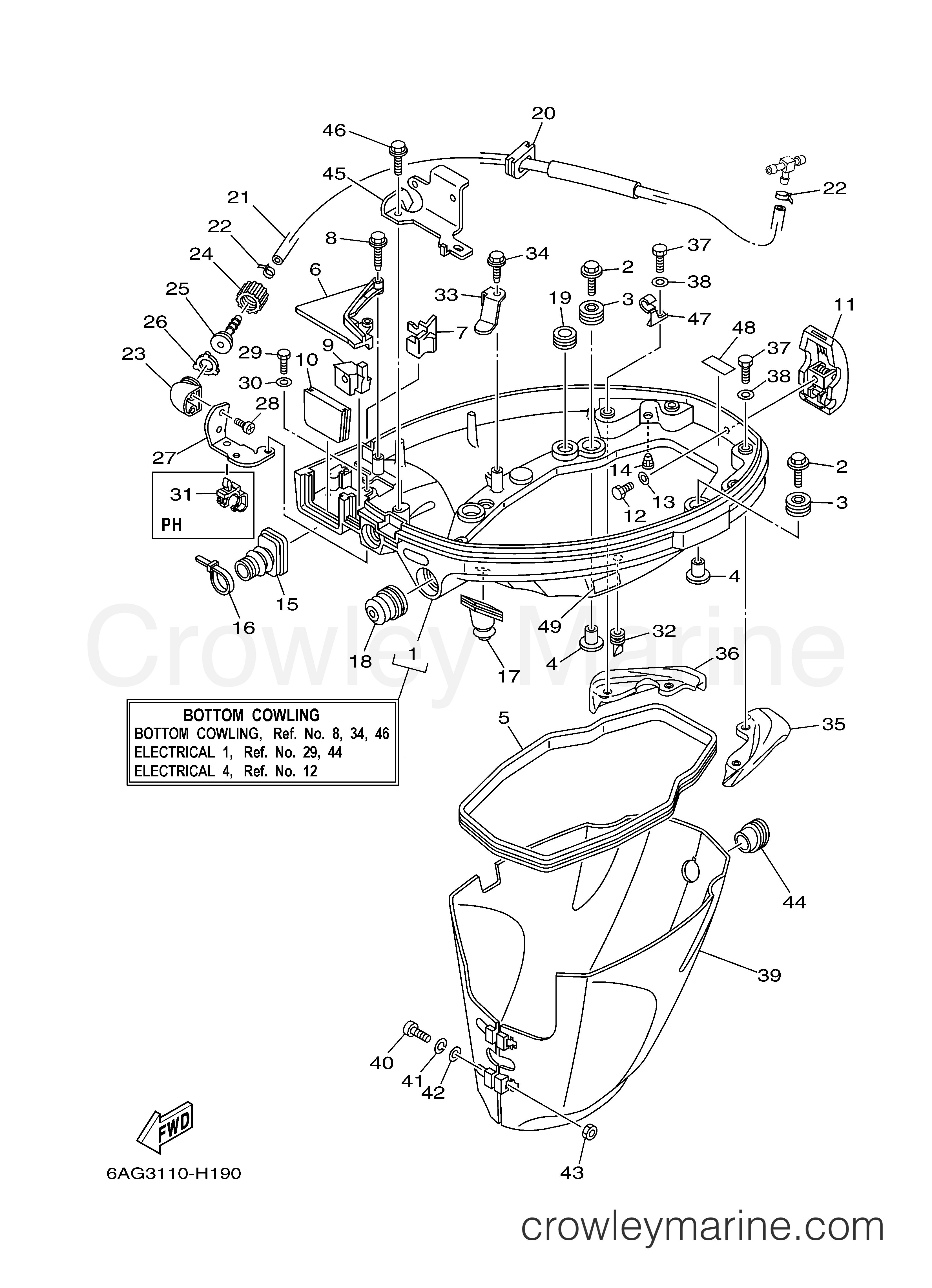 Yamaha Motors F15CELH - BOTTOM COWLING