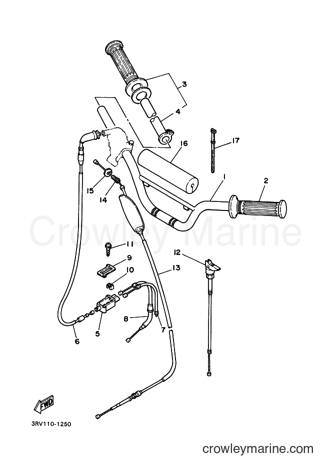Yamaha Motors PW80 (4BCD) [110] - STEERING HANDLE & CABLE