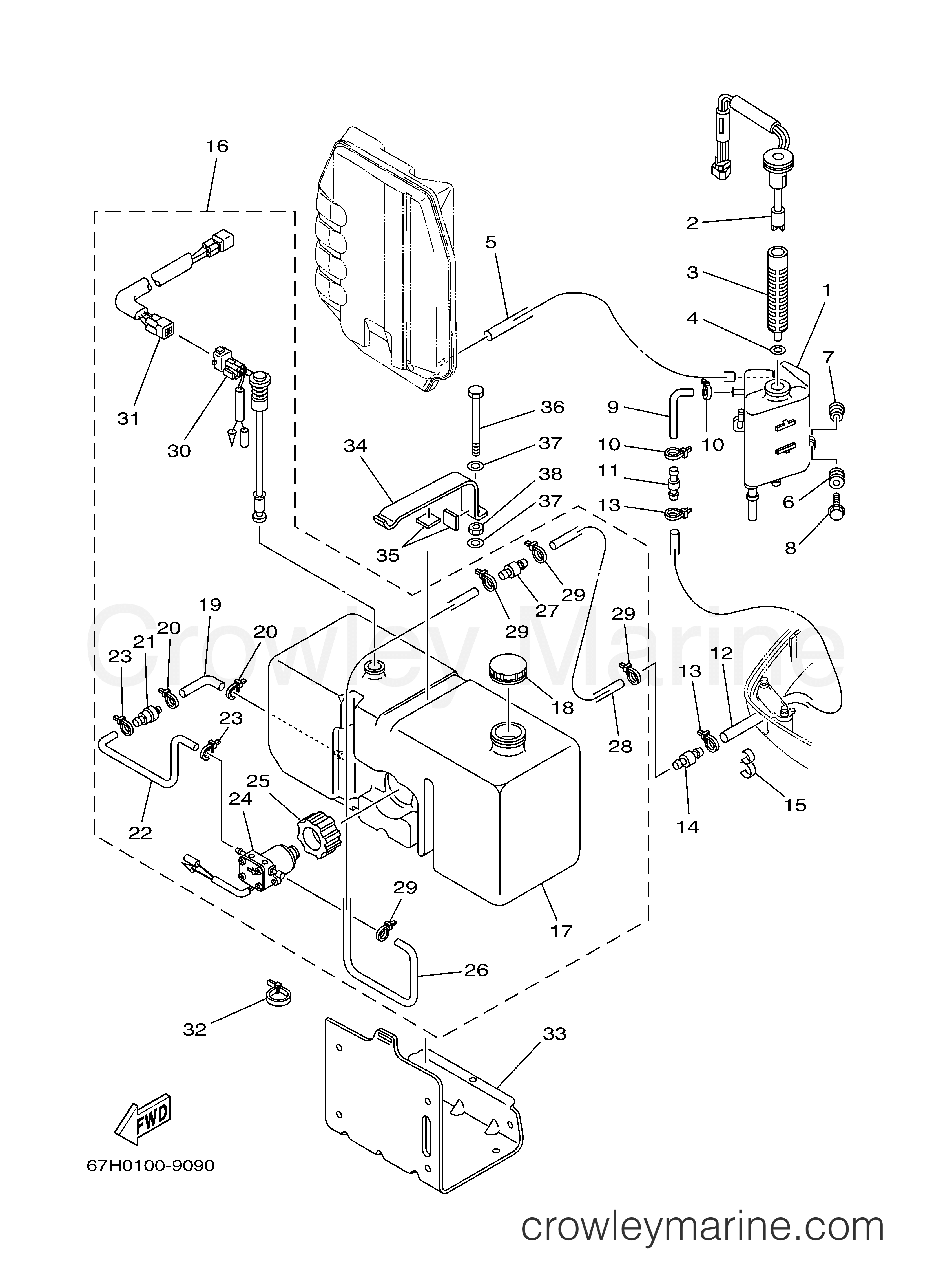 OIL TANK 2001 Yamaha Outboard 200hp LX200TXRZ Crowley Marine