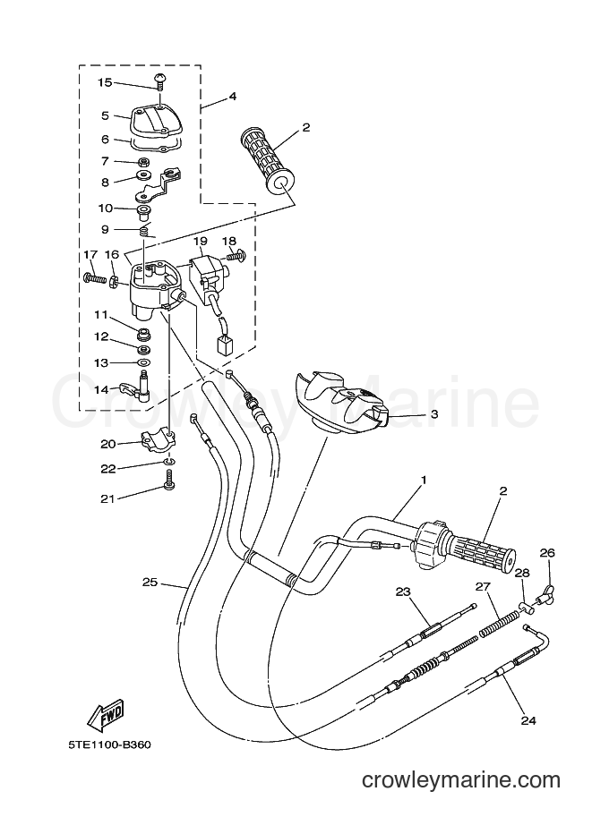Yamaha Motors YFM400FWAN (5TE2) [010] - STEERING HANDLE & CABLE