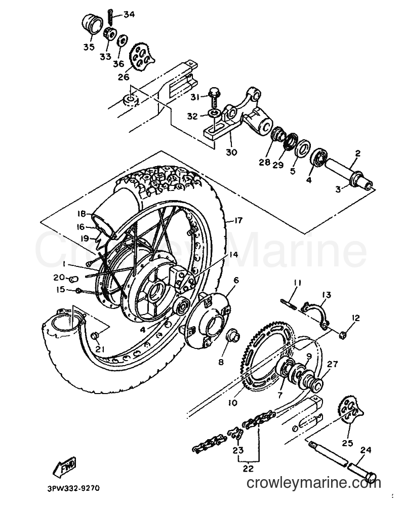 Yamaha Motors XT600 (3PX1) [999] - REAR WHEEL