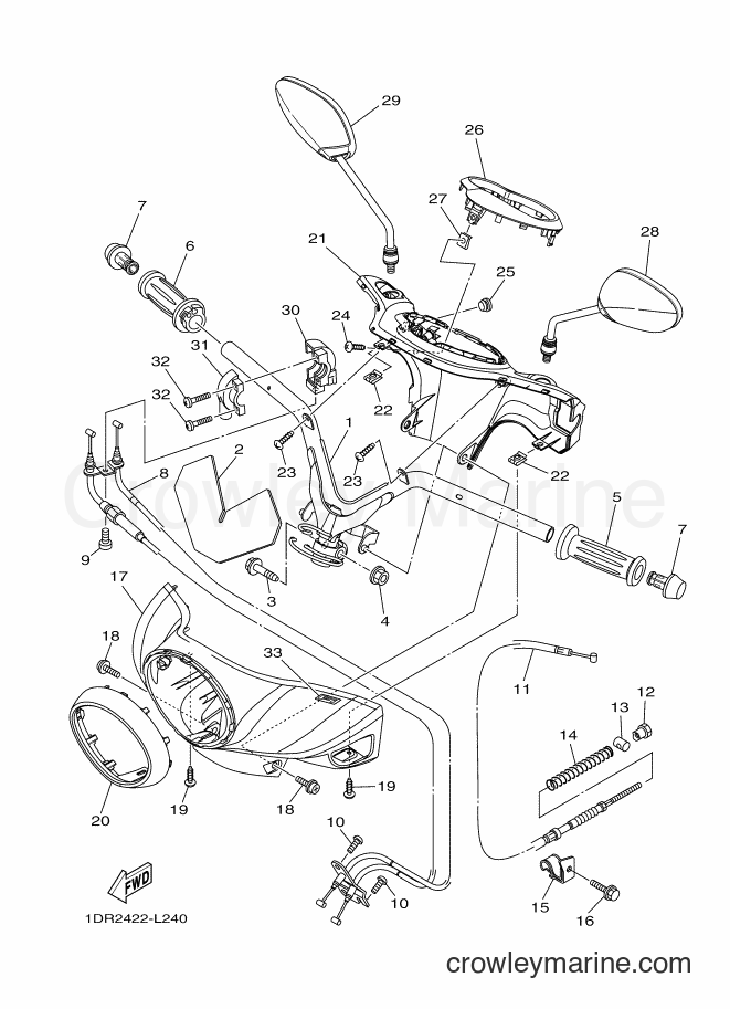 Yamaha Motors XC115S (1DR5) [010] - STEERING HANDLE & CABLE