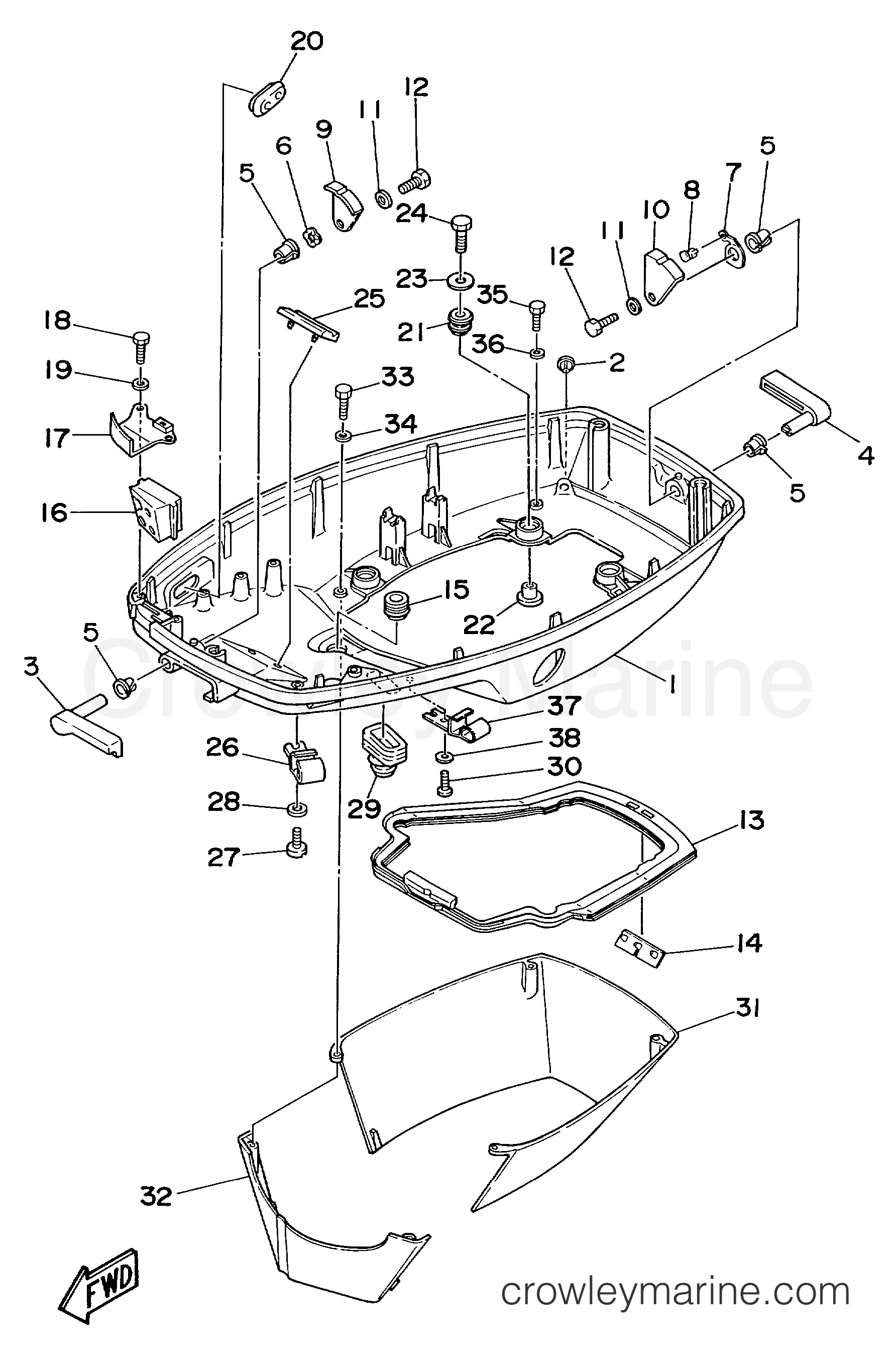 Yamaha Motors 70ETLF - BOTTOM COWLING