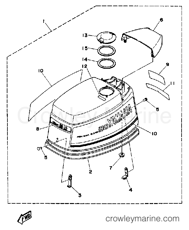 Yamaha Motors 30LD - TOP COWLING (30E)