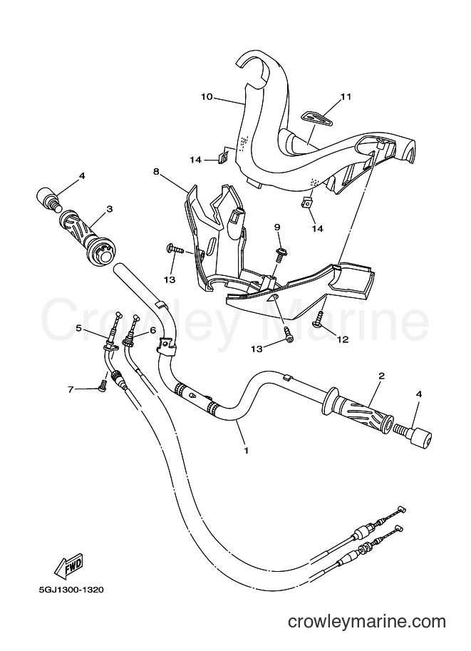 Yamaha Motors XP500 (5GJ5) [100] - STEERING HANDLE & CABLE
