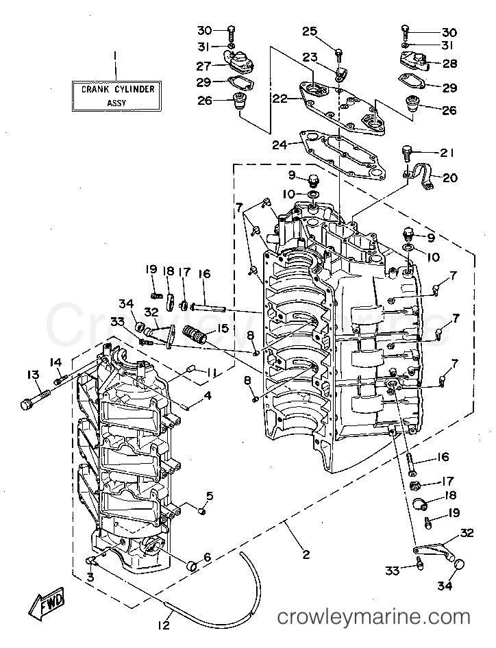Yamaha Motors L225TXRT - CYLINDER CRANKCASE