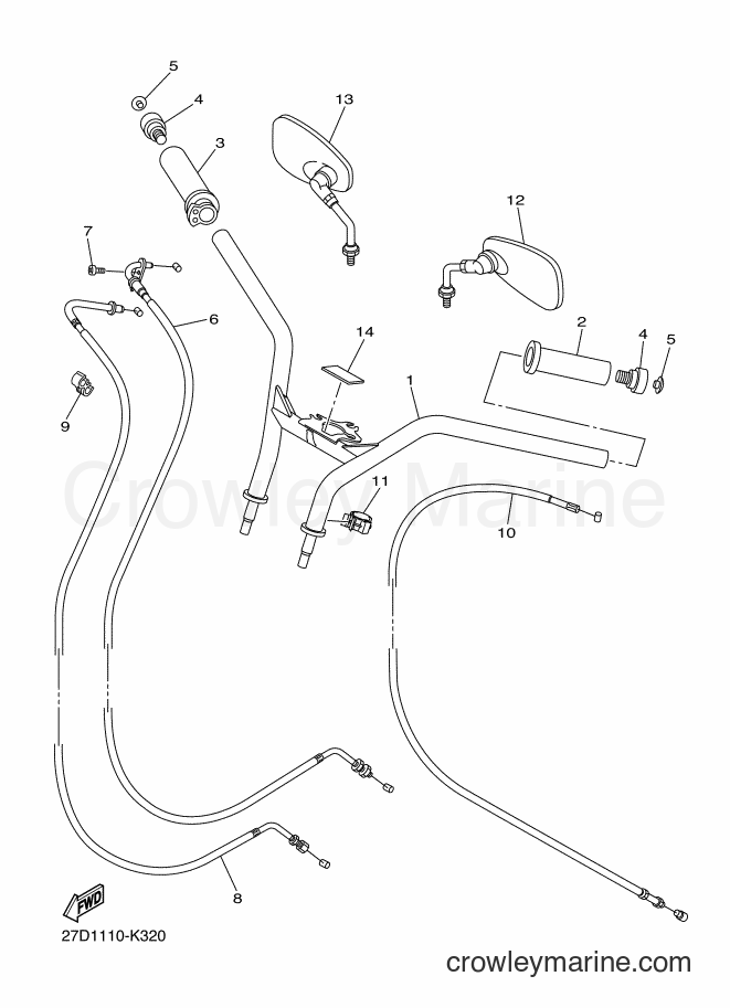 Yamaha Motors XVS13CB (1GP6) [010] - STEERING HANDLE & CABLE