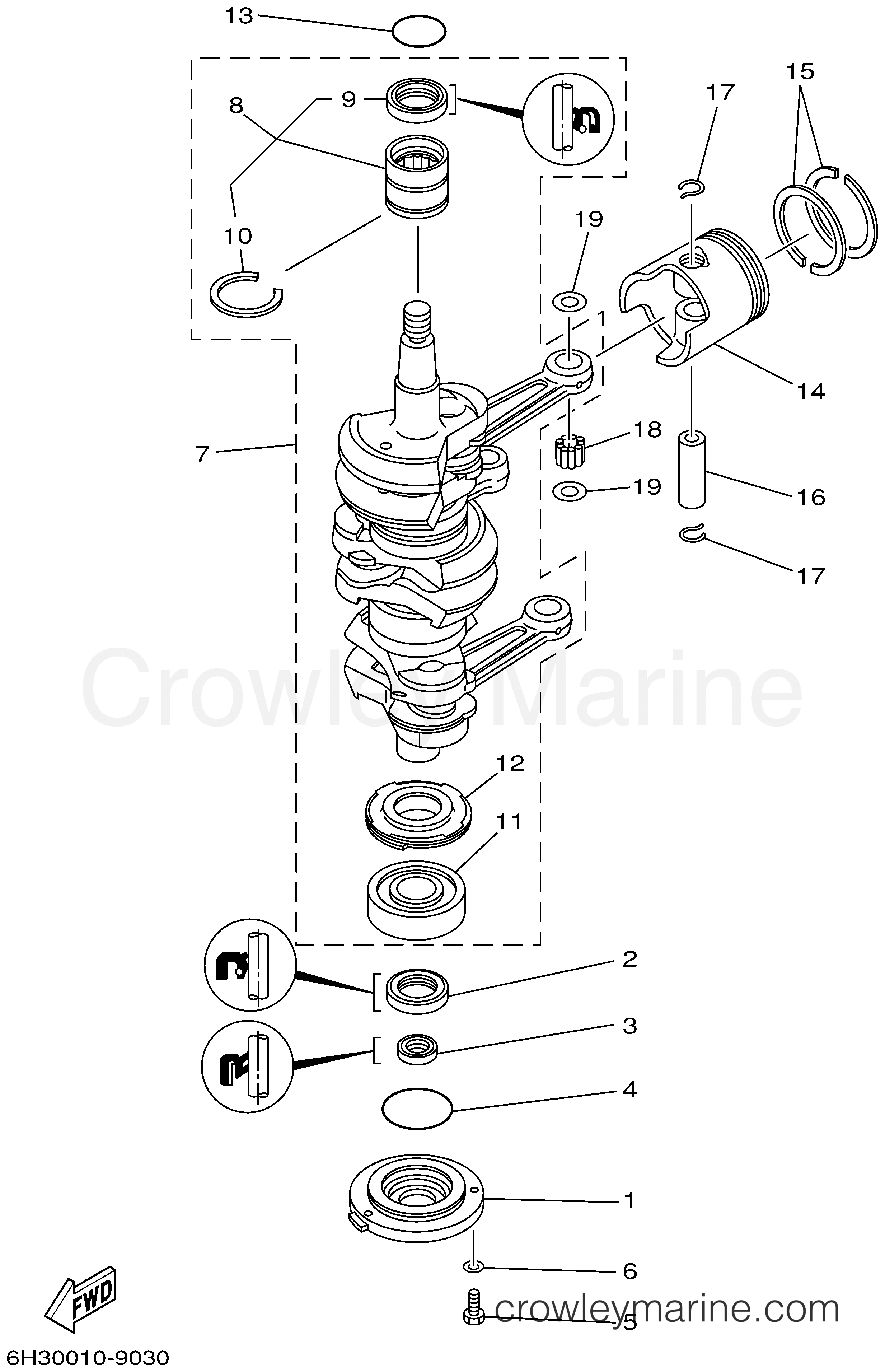Yamaha Motors 60TLRA - CRANKSHAFT PISTON