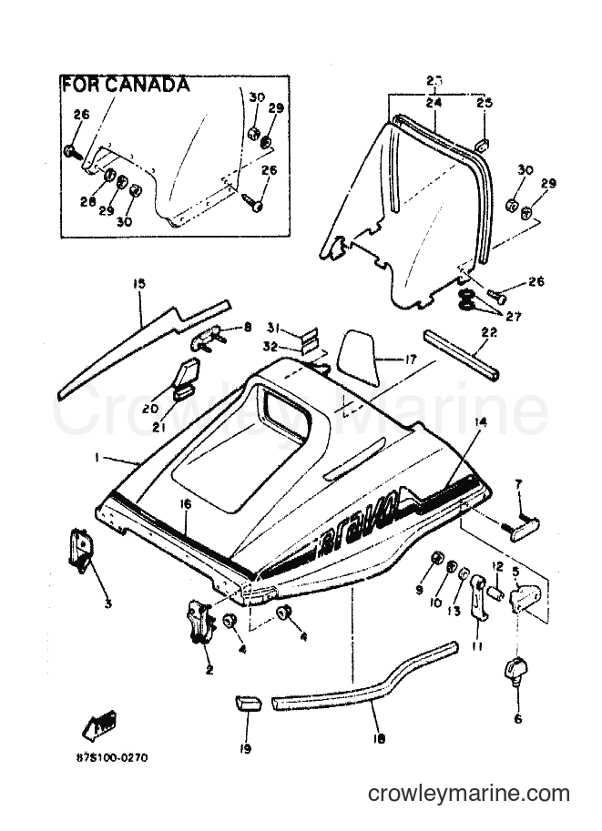 1990 Snowmobile BR250P - BR250P (87S1) [010] - SHROUD & WINDSHIELD