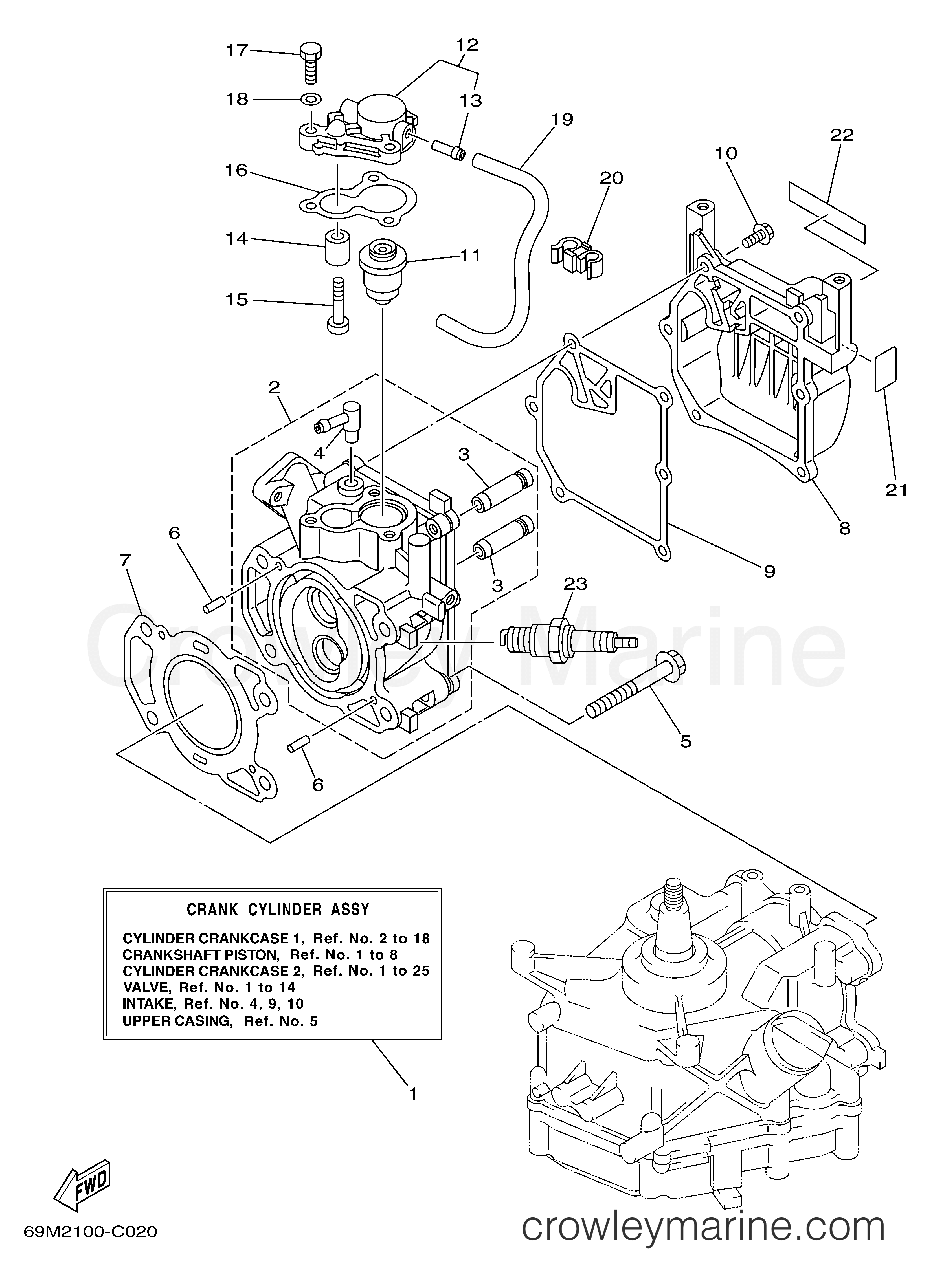 Yamaha Motors F2.5MSH - CYLINDER CRANKCASE 1
