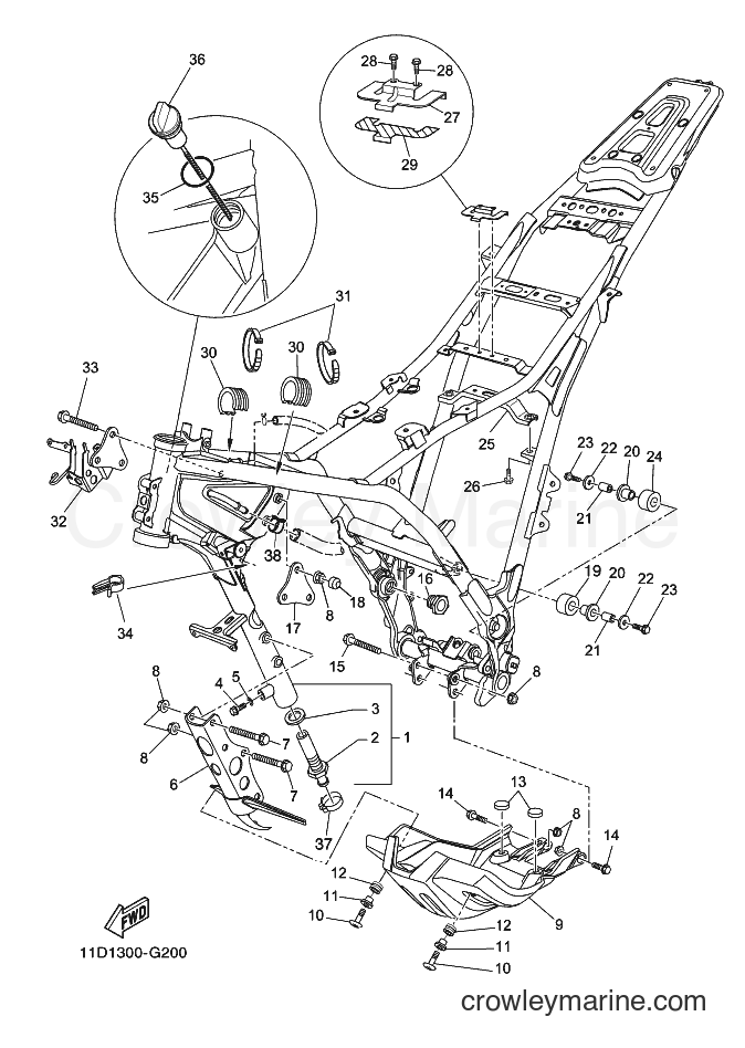 2008 Dirt Bike XT660Z - XT660Z (11D1) [020] - FRAME