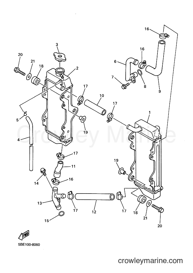 1998 Dirt Bike YZ400F - YZ400F (5BE2) [030] - RADIATOR & HOSE