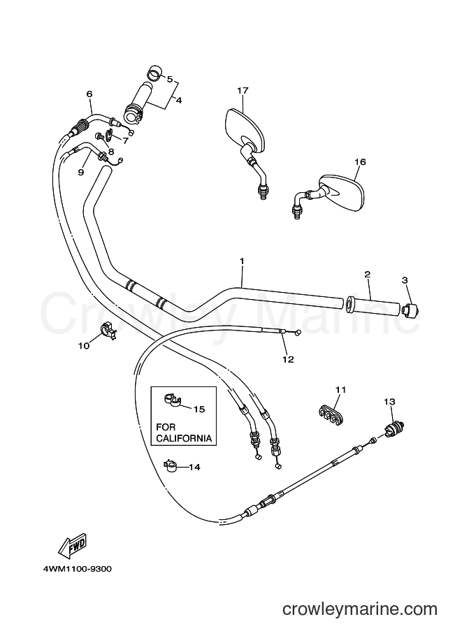 Yamaha Motors XV1600AT (5GA3) [010] - STEERING HANDLE & CABLE