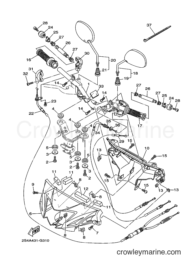2008 Scooter T135HC - T135HC (2S4B) [010] - STEERING HANDLE & CABLE