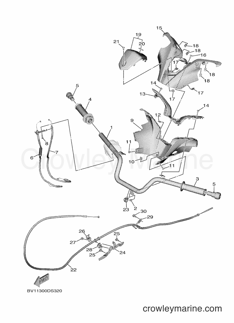 Yamaha Motors XP530E-A (BV12) [050] - STEERING HANDLE & CABLE